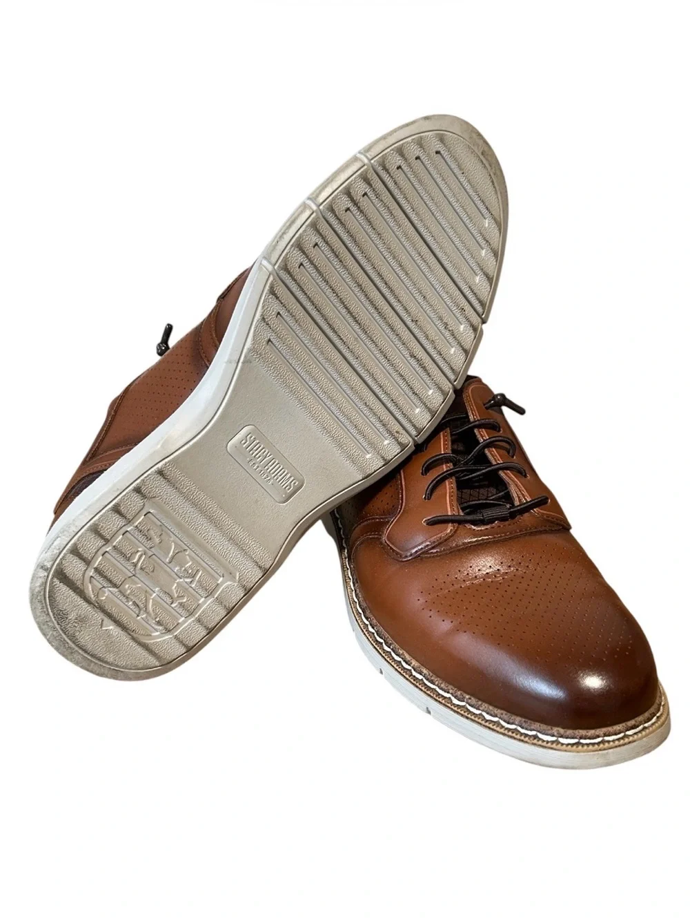 Stacy Adams Sync Big Boys Oxford Dress Sneakers Cognac Brown Size 4